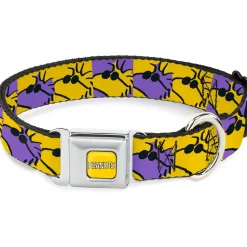 PEANUTS Title Logo Full Color Yellow/White Seatbelt Buckle Collar - Peanuts Woodstock Shades Pose Blocks Blue/Yellow/Black