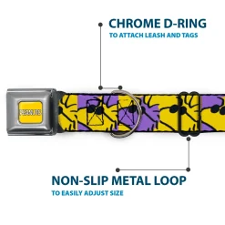 PEANUTS Title Logo Full Color Yellow/White Seatbelt Buckle Collar - Peanuts Woodstock Shades Pose Blocks Blue/Yellow/Black