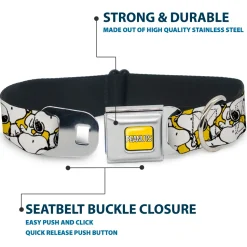 PEANUTS Title Logo Full Color Yellow/White Seatbelt Buckle Collar - Peanuts Snoopy Pose Stacked Yellow