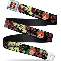 Pebbles Face1 Full Color Black Seatbelt Belt - Pebbles Face/Pose Tattoo Banners NICE ICE BABY Webbing