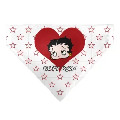 Pet Bandana - Bandana BETTY BOOP Face Heart and Text Stars White/Red