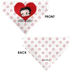 Pet Bandana - Bandana BETTY BOOP Face Heart and Text Stars White/Red