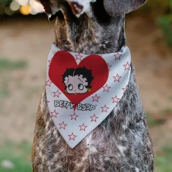 Pet Bandana - Bandana BETTY BOOP Face Heart and Text Stars White/Red