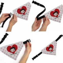 Pet Bandana - Bandana BETTY BOOP Face Heart and Text Stars White/Red