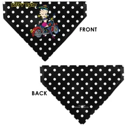 Pet Bandana - Bandana BETTY BOOP Biker Betty Winking Pose and Text Polka Dot Black/White/Yellow