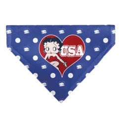 Pet Bandana - Bandana Betty Boop USA Heart Pose Polka Dot/Face Blue/White