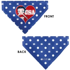 Pet Bandana - Bandana Betty Boop USA Heart Pose Polka Dot/Face Blue/White