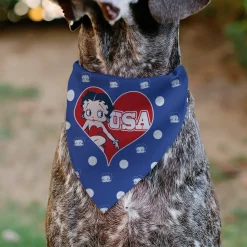 Pet Bandana - Bandana Betty Boop USA Heart Pose Polka Dot/Face Blue/White
