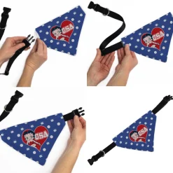 Pet Bandana - Bandana Betty Boop USA Heart Pose Polka Dot/Face Blue/White