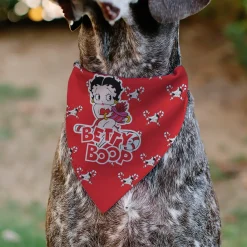 Pet Bandana - Bandana BETTY BOOP Holiday Gift Pose and Santa Betty Winking Icon Red