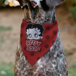Pet Bandana - Bandana BETTY BOOP Face and Text Polka Dot Reds/Black/White