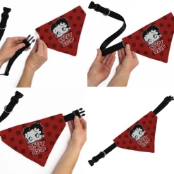 Pet Bandana - Bandana BETTY BOOP Face and Text Polka Dot Reds/Black/White