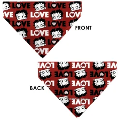 Pet Bandana - Betty Boop LOVE Text and Face Red/Black/White