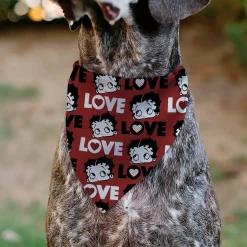 Pet Bandana - Betty Boop LOVE Text and Face Red/Black/White