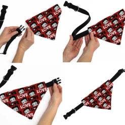 Pet Bandana - Betty Boop LOVE Text and Face Red/Black/White