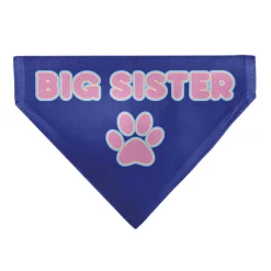 Pet Bandana - BIG SISTER Text and Paw Blues/Lavender