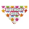 Pet Bandana - BIRTHDAY GIRL Text and Stars White/Multi Color