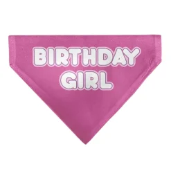 Pet Bandana - BIRTHDAY GIRL Text Pinks/White
