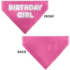 Pet Bandana - BIRTHDAY GIRL Text Pinks/White