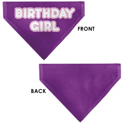Pet Bandana - BIRTHDAY GIRL Text Purples/White