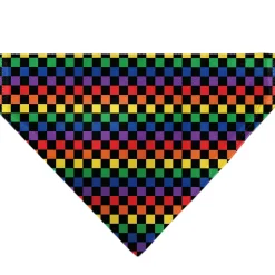 Pet Bandana - Checker Black/Rainbow Multi Color
