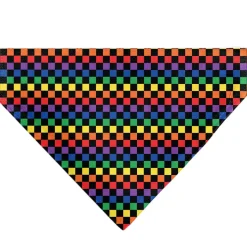 Pet Bandana - Checker Black/Rainbow Multi Color