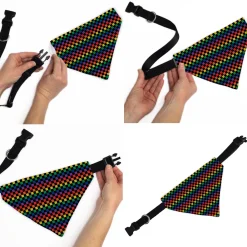 Pet Bandana - Checker Black/Rainbow Multi Color