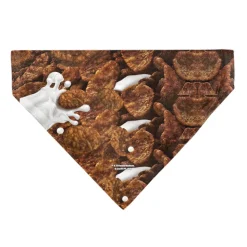 Pet Bandana - COCOA PEBBLES Fred Flintstone and Barney Rubble Cereal Box Print and Vivid Cereal Brown