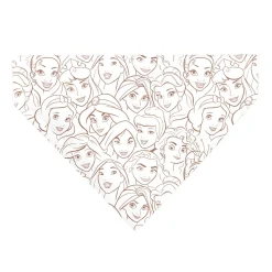 Pet Bandana - Disney Princess Faces Stacked White/Brown