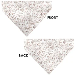 Pet Bandana - Disney Princess Faces Stacked White/Brown