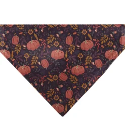 Pet Bandana - Fall Harvest Pumpkins and Flowers Collage Purples/Orange/Greens