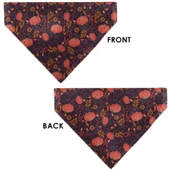 Pet Bandana - Fall Harvest Pumpkins and Flowers Collage Purples/Orange/Greens
