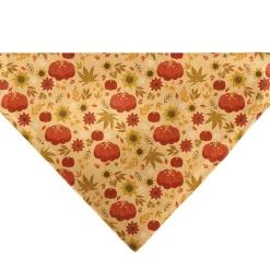 Pet Bandana - Fall Harvest Pumpkins and Flowers Collage Tan/Orange/Yellows