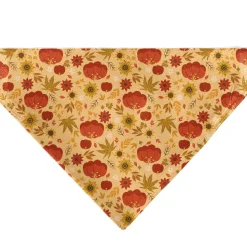 Pet Bandana - Fall Harvest Pumpkins and Flowers Collage Tan/Orange/Yellows