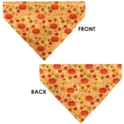 Pet Bandana - Fall Harvest Pumpkins and Flowers Collage Tan/Orange/Yellows