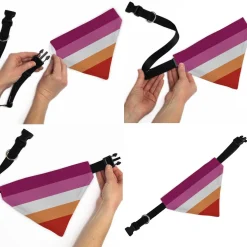 Pet Bandana - Flag Lesbian Five Stripe Oranges/White/Pinks