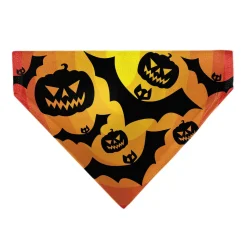 Pet Bandana - Halloween Bats and Jack-O-Lanterns Pumpkins Orange/Black
