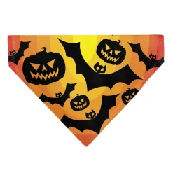Pet Bandana - Halloween Bats and Jack-O-Lanterns Pumpkins Orange/Black