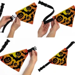 Pet Bandana - Halloween Bats and Jack-O-Lanterns Pumpkins Orange/Black