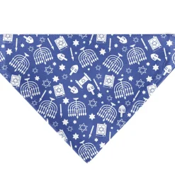 Pet Bandana - Hanukkah Holiday Symbols Blue/White