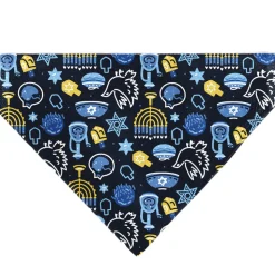 Pet Bandana - Hanukkah Holiday Symbols Black/Blues/Yellow