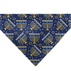 Pet Bandana - Hanukkah Holiday Menorah Blues/Yellows