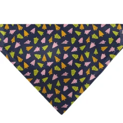 Pet Bandana - Holiday Christmas Trees Collage Navy/Multi Color
