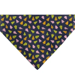 Pet Bandana - Holiday Christmas Trees Collage Navy/Multi Color
