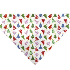 Pet Bandana - Holiday Decorated Christmas Trees Collage White/Multi Color