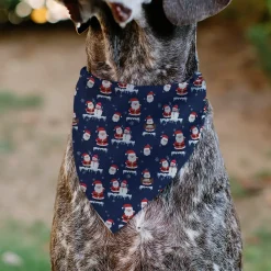 Pet Bandana - Holiday Santa and Snowman Collage Navy