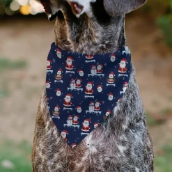 Pet Bandana - Holiday Santa and Snowman Collage Navy