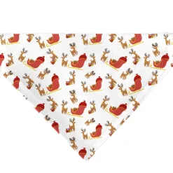 Pet Bandana - Holiday Santa Reindeers and Sleigh Collage White