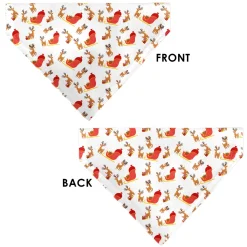 Pet Bandana - Holiday Santa Reindeers and Sleigh Collage White