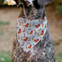 Pet Bandana - Holiday Santa Reindeers and Sleigh Collage White